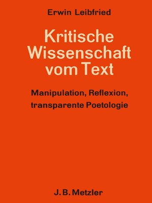 cover image of Kritische Wissenschaft vom Text